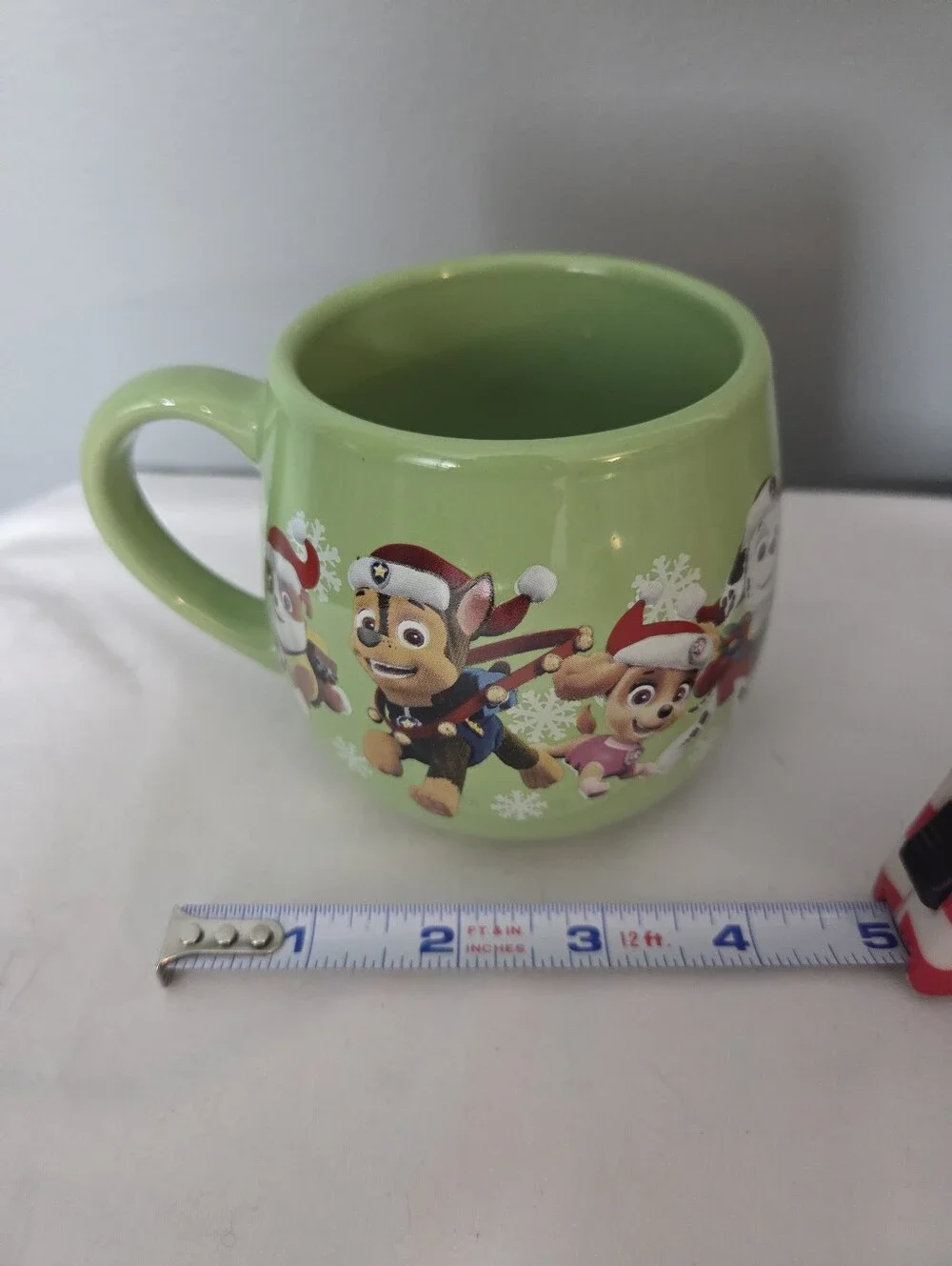 PAW PATROL Christmas Coffee Mug Teacup Cocoa Cup Dogs with Santa Hats Snowflakes